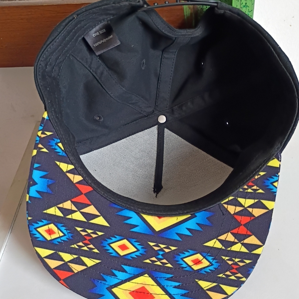Black and Multicolor Graphic Snapback Hat - Picture 2 of 2